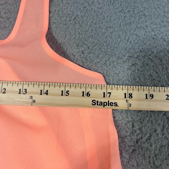 E&M Tank Top Womens Medium Coral Peach Sleeveless Sheer RacerBack Flowy - Picture 3 of 6